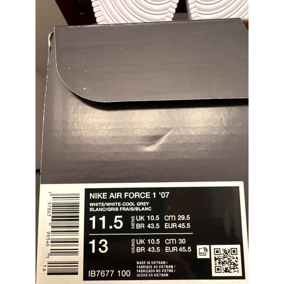New Nike Air Force 1 07 White Cool Grey Mens Size 11.5 Shoes Sneakers - Picture 7 of 7